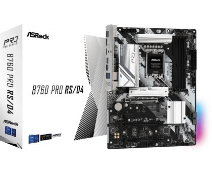 Дънна платка ASROCK B760 Pro RS/D4 (Intel 1700, 4xDDR4, 3xM.2, 2.5Gb LAN, HDMI, DP) ATX