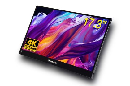 Монитор VERBATIM PMT-17-4K Portable Touchscreen, 17.3" IPS Touch, 4K Ultra HD (3840x2160) 60Hz, 16:9, 6ms, 400cd/m2, 1200:1, AMD FreeSync, Speaker 2x1W, HDMI, 2xUSB-C, Black