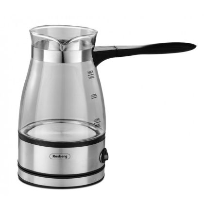 Джезве електрическо ROSBERG R51165C, Стъклено, 600W, 500 ml, Защита, Инокс/безцветен