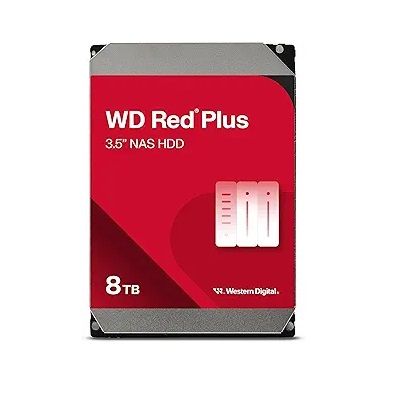 HDD 8TB WD Red Plus (WD80EFPX), 3.5", SATA 6Gb/s, 5640rpm, 256MB cache, for NAS