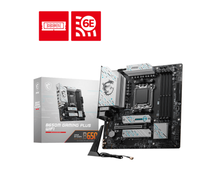 Дънна платка MSI B650M GAMING PLUS WIFI (AMD AM5, 4xDDR5, 2xM.2, 2.5Gbps LAN, Wi-Fi 6E, HDMI, DP) Micro ATX