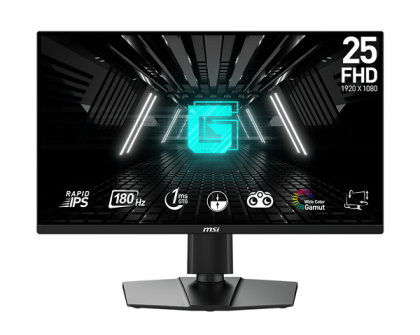 Монитор MSI G255PF E2, 24.5" Rapid IPS, FullHD (1920x1080) 180Hz, 16:9, 1ms, 300 cd/m2, 1000:1, AMD FreeSync, Speaker 2x2W, 2xHDMI. Display Port, Black