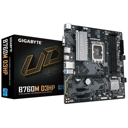 Дънна платка GIGABYTE B760M D3HP (Intel 1700, 4 x DDR5, 2 x M.2, VGA, HDMI, DP) Micro ATX