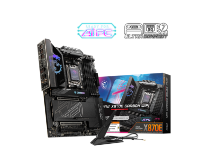 Дънна платка MSI MPG X870E CARBON WIFI (AMD AM5, 4xDDR5, 4xM.2, 5G LAN, 2.5G LAN, Wi-Fi 7, HDMI, 2xUSB Type-C) ATX