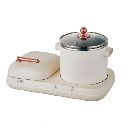 Станция за закуска 2в1 ADLER AD 6421, 1320W, 1л, Незалепващ грил, Таймер, Кремав