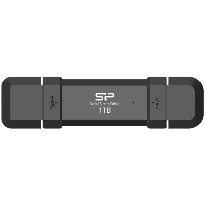 Външно SSD 1TB SILICON POWER DS72 (SP001TBUC3S72VPK), Portable External SSD, Dual USB-C/USB 3.2 Gen 2, up to 1050MB/s, Black