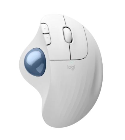 Безжична мишка LOGITECH ERGO M575S (910-007030), Wireless/Bluetooth, 2000DPI, USB, Off-White + Blue Ball