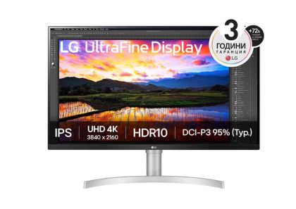 Монитор LG 32UN650K-W UltraFine, 31.5" IPS, 4K UHD (3840x2160) 60Hz, 16:9, 5ms, 350 cd/m2, 1000:1, Dynamic Action Sync, Speaker 2x5W, 2xHDMI, DisplayPort, White