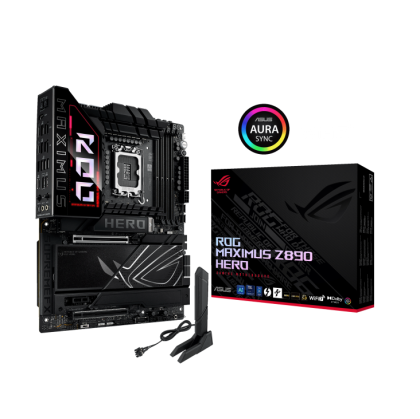 Дънна платка ASUS ROG MAXIMUS Z890 HERO (Intel 1851, 4xDDR5, 6xM.2, 1x2.5Gb LAN, 1x5Gb LAN, Wi-Fi 7, HDMI, 2xUSB Type-C) ATX