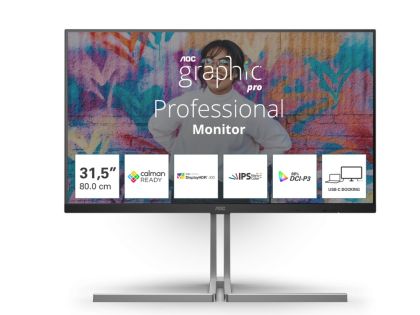 Монитор AOC U32U3CV, 31.5" Nano IPS, 4K UHD (3840x2160) 60Hz, 16:9, 4ms, 400cd m/2, 1000:1, Adaptive Sync, Speaker 2x3W, 2xHDMI, DP, USB hub, Black