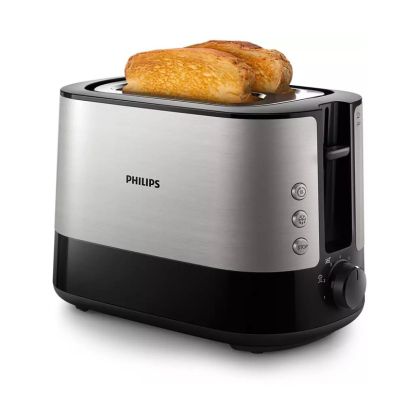 Тостер PHILIPS HD2635/90 Viva Collection, 2 гнезда, Вграден нагревател за кифли, Черен