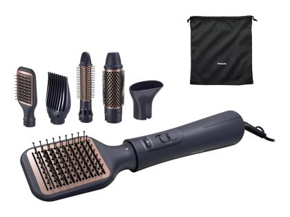 Уред за оформяне PHILIPS BHA530/00 Air Styler 5000 Series, 5 приставки за оформяне, 4 пъти повече йони, Керамично покритие с арганово масло