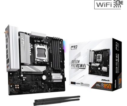 Дънна платка ASROCK B850M Pro RS WiFi (AMD AM5, 4xDDR5, 1xBlazing M.2, 1xHyper M.2, 2.5G LAN, Wi-Fi 6E, HDMI, DP) Micro ATX 
