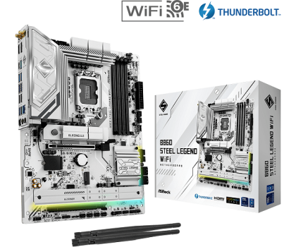 Дънна платка ASROCK B860 Steel Legend WiFi (Intel 1851, 4xDDR5, 4xM.2, 2.5G LAN, Wi-Fi 6E, HDMI, DP, Thunderbolt™ 4) ATX