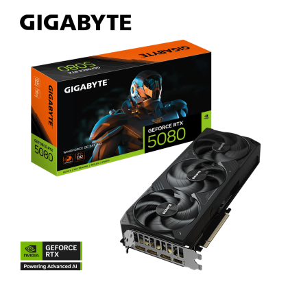 Видео карта GIGABYTE GeForce RTX 5080 WINDFORCE OC SFF 16G, 16GB GDDR7, 256 bit, HDMI, 3xDP - GV-N5080WF3OC-16GD