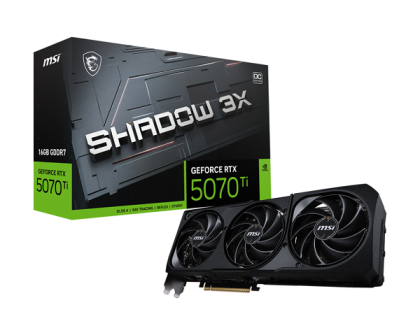 Видео карта MSI GeForce RTX 5070 Ti 16G SHADOW 3X OC, 16GB GDDR7, 256bit, 3xDP, HDMI 