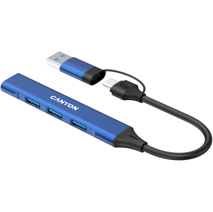 USB hub CANYON DS-02, 4 Port USB-A/C Blue