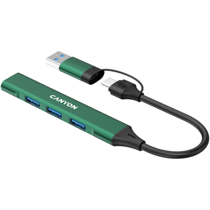 USB hub CANYON DS-02, 4 Port USB-A/C Green
