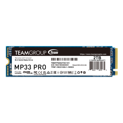 SSD 2TB TEAM GROUP MP33 PRO, M.2 2280, PCIe Gen3x4 with NVMe - TM8FPD002T0C101