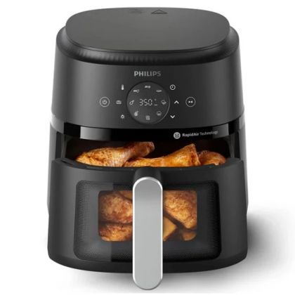 Фритюрник без мазнина PHILIPS NA221/00 Airfryer Series 2000, 3.2 литра, Сензорен екран, Технология Rapid Air, Прозорец за готвене