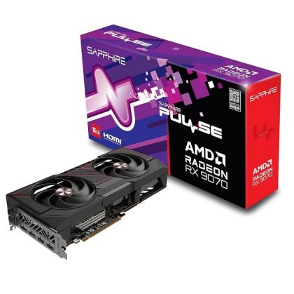 Видео карта SAPPHIRE PULSE AMD Radeon RX 9070 GPU, 16GB GDDR6, 256 bit, 2xHDMI, 2xDP - 11349-03-20G