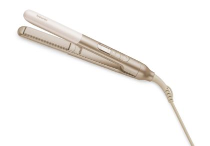 Преса за коса BEURER HS 70, Многостепенна настройка на температурата от 100°C - 220°C, Керамично покрити нагревателни плочи, Заоблен корпус, Йонна функция, Термоустойчива чанта за съхранение, Ocean