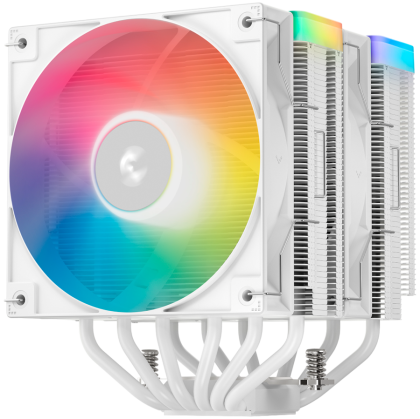DeepCool AG620 WH ARGB V2, CPU Air Cooler, 2x120mm ARGB PWM Fan, Core Touch Technology 2.0, 6 Heatpipes, White, LGA1851/1700/1200/115x, AMD AM5/AM4, 129x136x161 mm(LxWxH), 2Y, R-AG620-WHAMMN-GJD