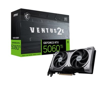 Видео карта MSI GeForce RTX 5060 Ti 16G VENTUS 2X OC PLUS, 16GB GDDR7, 128-bit, HDMI, 3xDP - 912-V535-005