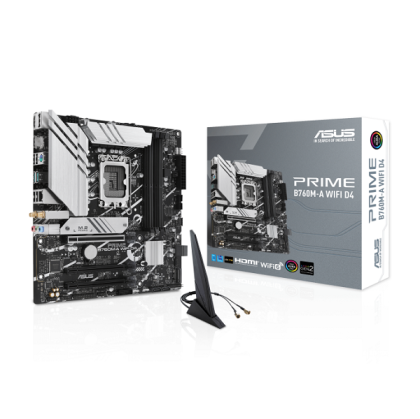 Дънна платка ASUS PRIME B760M-A WIFI D4 (Intel 1700, 4xDDR4, 2xM.2, 2.5Gb LAN, Wi-Fi 6, DP, HDMI) Micro ATX