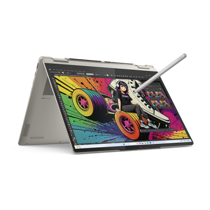 Лаптоп LENOVO Yoga 7 2-in-1 14AKP10 (83JR0010BM), 14" WQXGA+ (2880x1800) OLED Touch, AMD Ryzen™ AI 7 350 (2.0GHz up to 5.0GHz, 8 ядра), 24GB LPDDR5x, 1TB SSD M.2, Yoga Pen, Windows 11 Home, Seashell