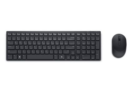 Безжична клавиатура + мишка DELL Pro KM555 (580-BBVV), Bluetooth/Wireless, Compact Silent Keyboard and Mouse, US International (QWERTY), Black