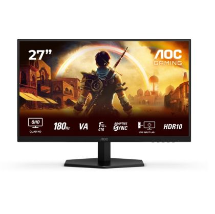 Монитор AOC Q27G42XNE, 27.0" Fast VA, QHD (2560x1440) 180Hz, 16:9, 0.5ms, 300cd/m2, 5000:1, Adaptive Sync, Speaker 2x2W, 2xHDMI, DP, Black/Red