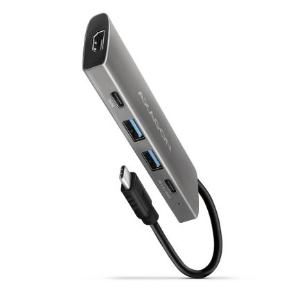 USB hub AXAGON HMC-5G21 2x USB-A + 2x USB-C + HDMI 4K/30Hz, USB-C 3.2 Gen 2 10Gbps hub, PD 60W, 13cm USB-C cable