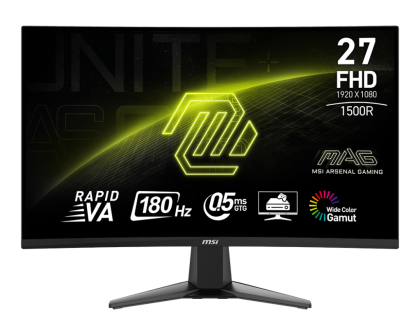 Монитор MSI MAG 27C6F, 27" Rapid VA Curved 1500R, FullHD (1920 x 1080) 180Hz, 16:9, 0.5ms, 250cd/m2, 3000:1, AMD FreeSync, 2xHDMI, DP, Black - 9S6-3CE11M-022