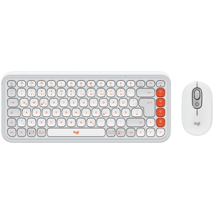 Безжичен комплект LOGITECH POP Icon Combo (920-013141), Bluetooth, US, Off White & Orange