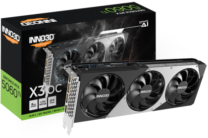 Видео карта INNO3D GeForce RTX 5060 Ti 8GB X3 OC, 8GB GDDR7, 128-bit, HDMI, 3xDP