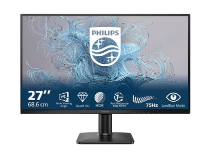 Монитор PHILIPS 27E2N1500L/00,  27'' IPS, QHD (2560x1440) 75Hz, 16:9, 4ms, 300 cd/m², 1000:1, Adaptive Sync, HDMI, DP, Black