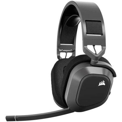 Безжични геймърски слушалки CORSAIR HS80 MAX WIRELESS (CA-9011295-EU), Wireless/Bluetooth, Dolby Atmos, 50mm, RGB, Steel Gray