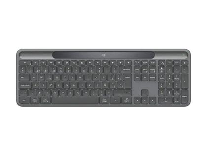 Безжична клавиатура LOGITECH Slim Solar+ for Business (920-013779), Wireless/Bluetooth, USB-C, US layout, Graphite