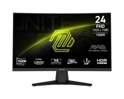 Монитор MSI MAG 244C, 23.6” VA Curved 1500R, FullHD (1920 x 1080) 180Hz, 16:9, 1ms, 250 cd/m2, 3000:1, Adaptive-Sync, HDMI, DP, Black