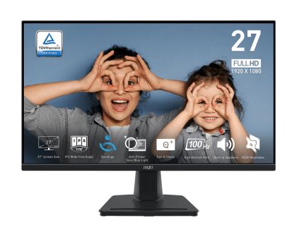 Монитор MSI PRO MP275, 27" IPS, FullHD (1920x1080) 100Hz, 16:9, 1ms, 300 cd/m2, 1000:1, Speakers 2x 2W, HDMI, VGA, Black - 9S6-3PC3CM-048