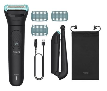 Тример PHILIPS BG5480/15 Series 5000, За тялото, 3 гребена, Приставка за гръб, Система за бръснене Triple Protect, 100% водоустойчив, Време на работа 100 мин с 1 час зареждане