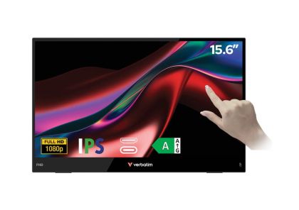 Монитор VERBATIM Portable Light series, 15.6" IPS Touch, FullHD (1920x1080) 60Hz, 16:9, 10ms, 250cd/m², 1000:1, Speaker, USB-C, Mini HDMI, Black