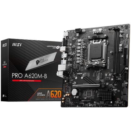 Дънна платка MSI PRO A620M-B (AMD AM5, 2x DDR5, 1x M.2, 2.5Gbit LAN, HDMI, VGA) Micro ATX