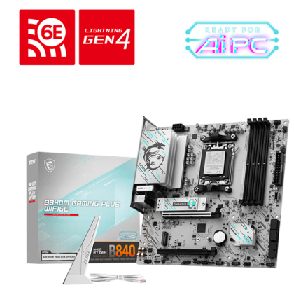 Дънна платка MSI B840M GAMING PLUS WIFI6E (AMD AM5, 4xDDR5, 2xM.2, 2.5G LAN, Wi-Fi 6E, HDMI) Micro ATX