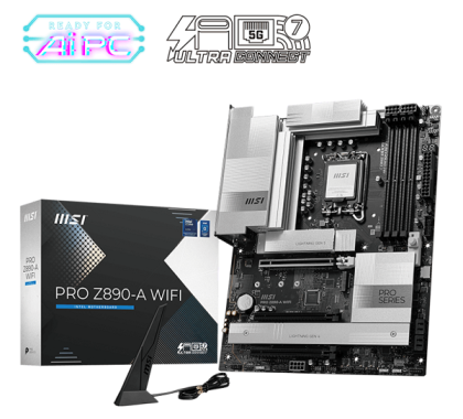 Дънна платка MSI PRO Z890-A WIFI (Intel 1851, 4xDDR5, 4x M.2, 5Gbps LAN, Wi-Fi 7, HDMI, 2xUSB-C) ATX