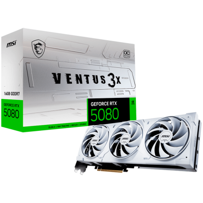 Видео карта MSI GeForce RTX 5080 16G VENTUS 3X OC WHITE, 16GB GDDR7, 256bit, 3xDP, HDMI - 912-V531-062