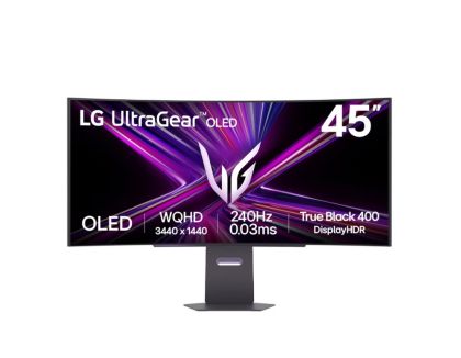 Монитор LG 45GX900A-B UltraGear, 44.5" OLED Curved 800R, WQHD (3440x1440) 240Hz, 21:9, 0.03ms, 275 cd/m2, 1.5M:1, AMD FreeSync Premium Pro, NVIDIA G-Sync, Speaker 2x7W, USB Type-C, 2xHDMI, DisplayPort, USB 3.0, Black