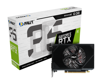 Видео карта PALIT GeForce RTX 3050 StormX 6GB, 6GB GDDR6, 96 bit, DP, HDMI, DVI - NE63050018JE-1072F