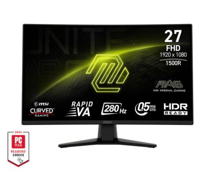 Монитор MSI MAG 274CXF, 27", 0.5ms, 280Hz, Rapid VA, 1920x1080 (FHD), 16:9, CURVE 1500R, FreeSync Premium, 92.2% DCI-P3, AG, HDR Ready, 300 nits, 4000:1, DCR 100M:1, DP(1.2a), 2xHDMI 2.0b, Tilt, VESA, Black, 3.4kg